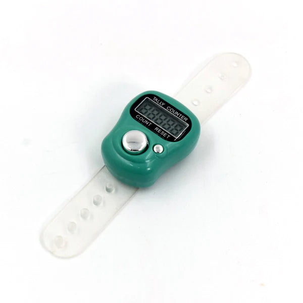 Electronic Tally Counter – Manual Digital Finger Counter | Easy to Use Counter with LCD Display & Reset Button | Multipurpose Mantra Jaap Counter - Teal GREEN / Metallic Cyan