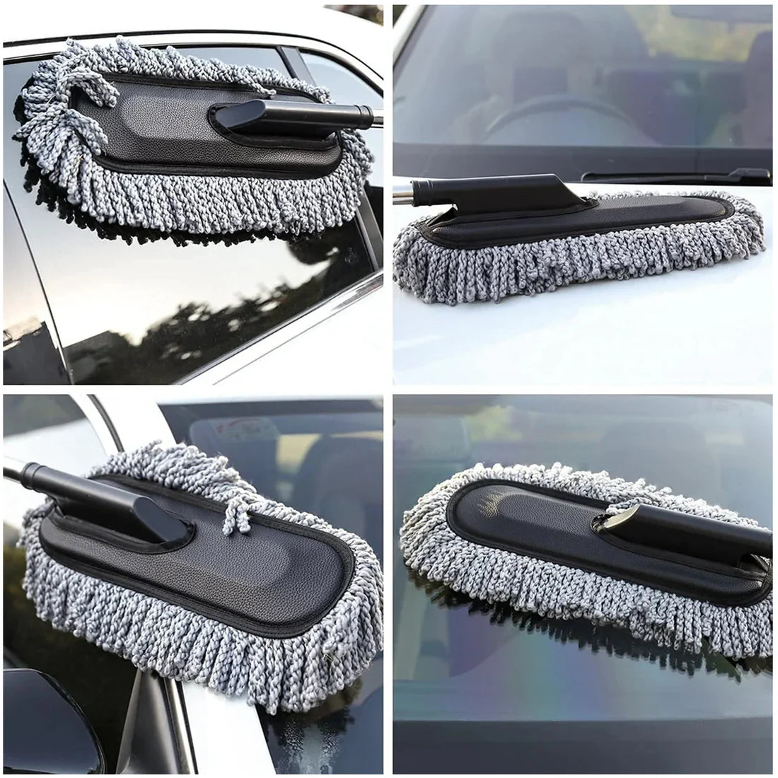 Car Duster – Retractable Handle Microfiber | Velvet Wheels | Scratch-Free Dry Dust Cleaner for Cars | Lint Free Reusable Exterior Cleaning Brush