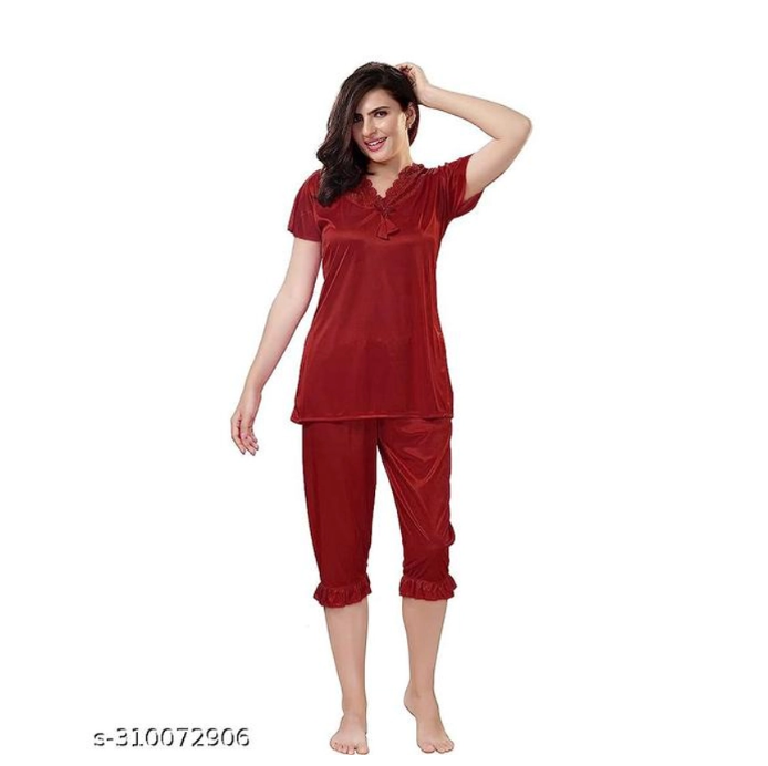 Women Night Suit – Maroon | Size S