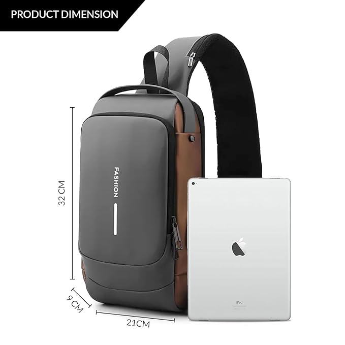 Anti-Theft Crossbody Sling Bag for Men & Women – Waterproof Chest & Shoulder Bag with USB Charging Port