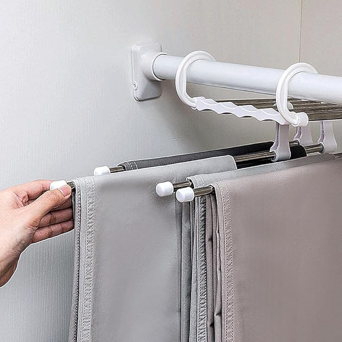 5-in-1 Folding Clothes Hanger – Stainless Steel | Pack of 2