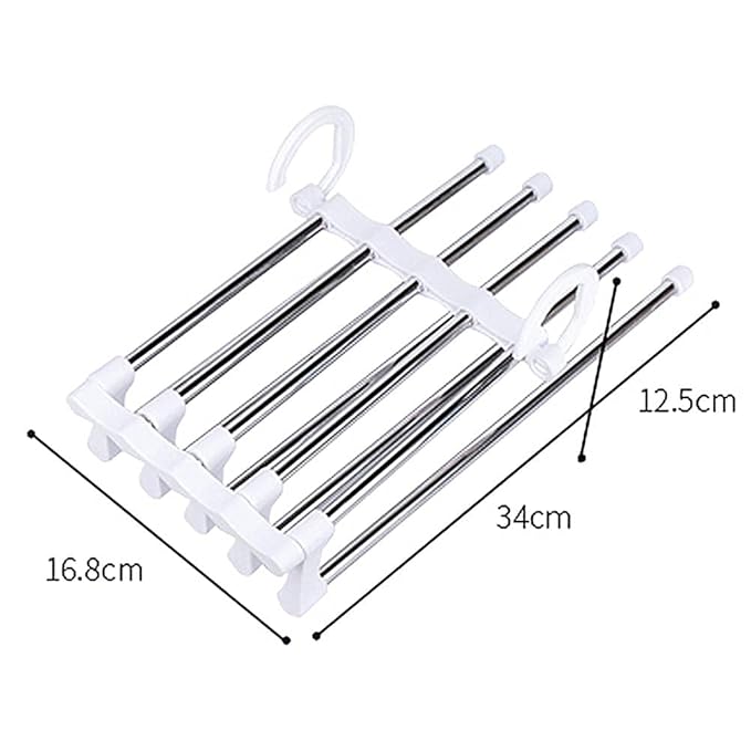 5-in-1 Folding Clothes Hanger – Stainless Steel | Pack of 2