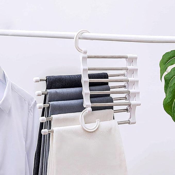 5-in-1 Folding Clothes Hanger – Stainless Steel | Pack of 2