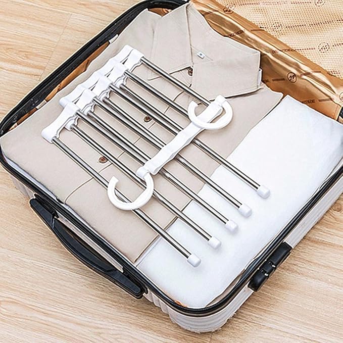 5-in-1 Folding Clothes Hanger – Stainless Steel | Pack of 2