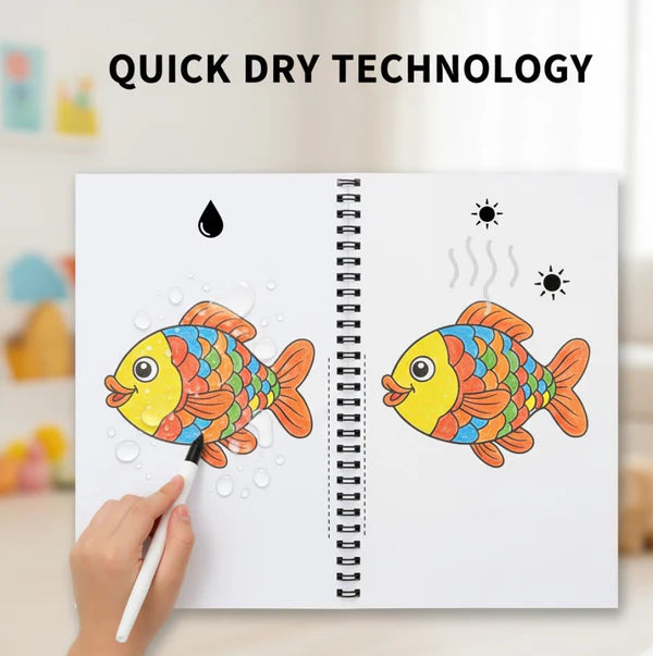 Magic Water Coloring Book – Reusable Mess-Free Fun for Kids | Inventive Play | Keep away from ink pen | Buy 1 Get 1 free | Offer ending soon