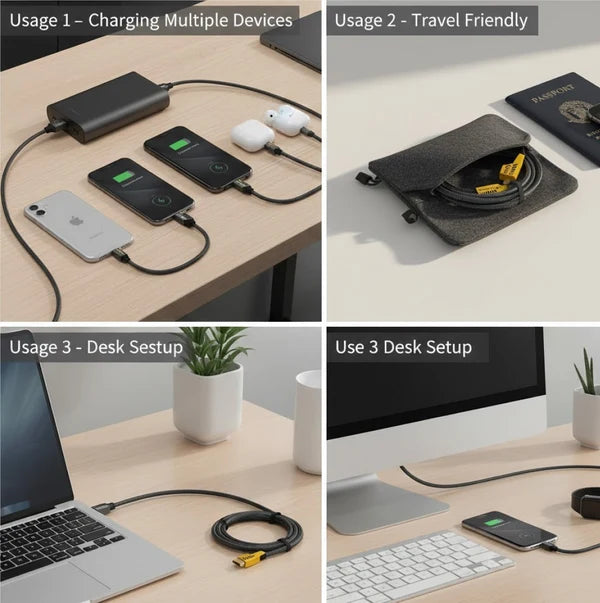 65W 4-in-1 Fast Charging Cable – Durable Multi-Port Charger | Indo Glow