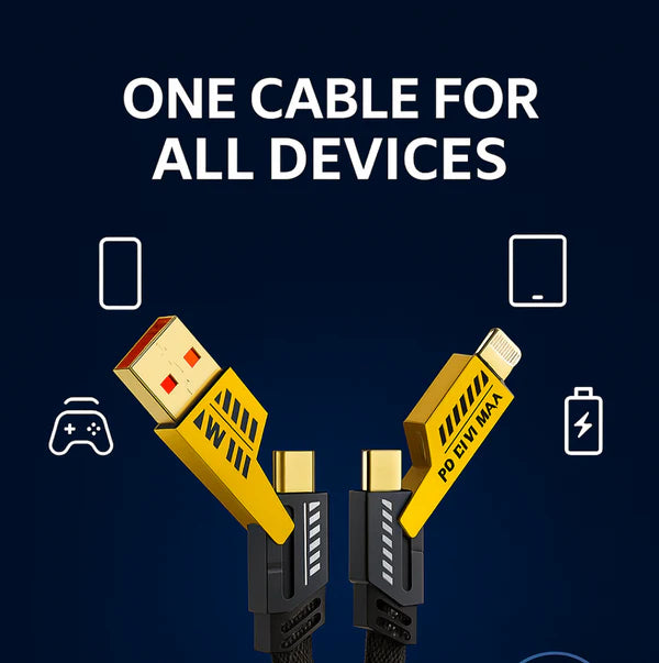 65W 4-in-1 Fast Charging Cable – Durable Multi-Port Charger | Indo Glow