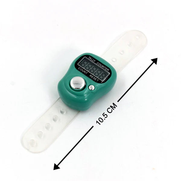 Electronic Tally Counter – Manual Digital Finger Counter |  Easy to Use Counter with LCD Display & Reset Button | Multipurpose Mantra Jaap Counter - Teal GREEN / Metallic Cyan