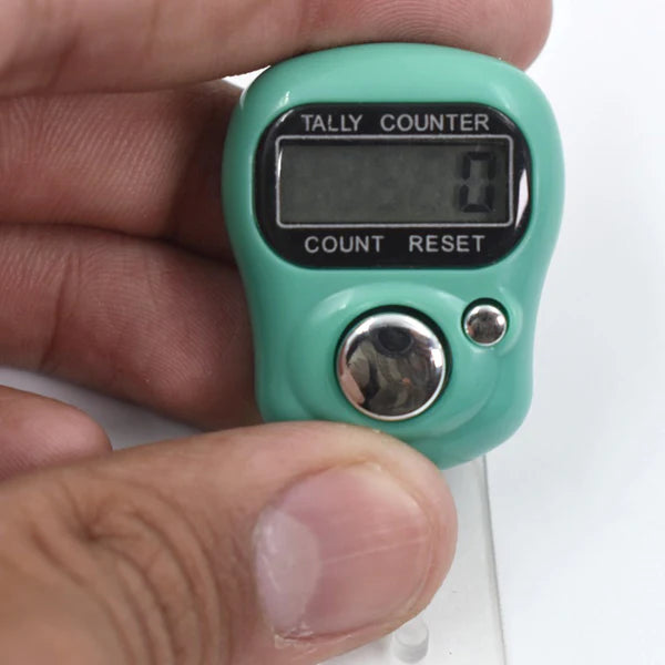 Electronic Tally Counter – Manual Digital Finger Counter |  Easy to Use Counter with LCD Display & Reset Button | Multipurpose Mantra Jaap Counter - Teal GREEN / Metallic Cyan
