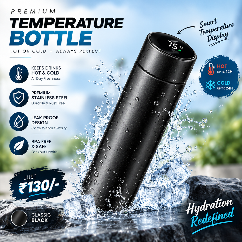 Digital Temperature Display Water Bottle – Portable Insulated Flask💧