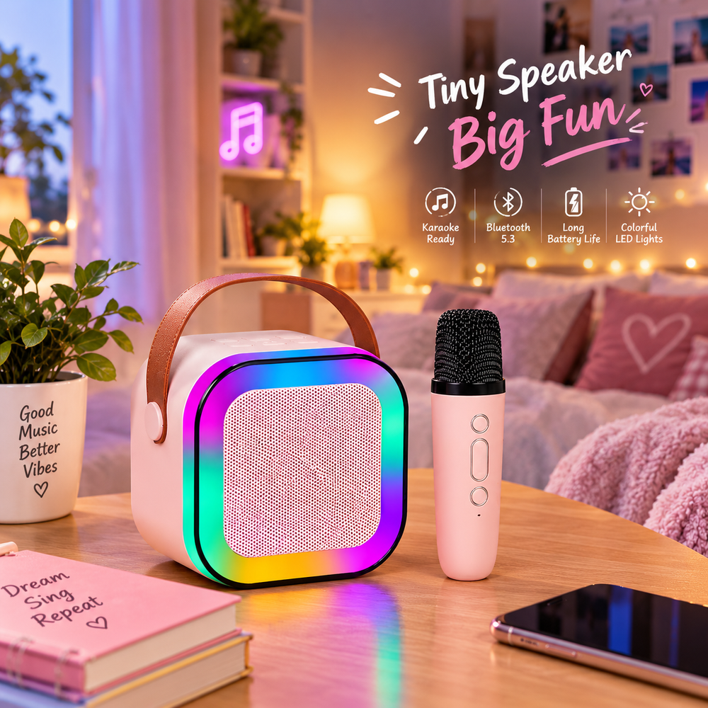 Bluetooth Party Speaker with Wireless Microphone – Portable Music & Karaoke Speaker