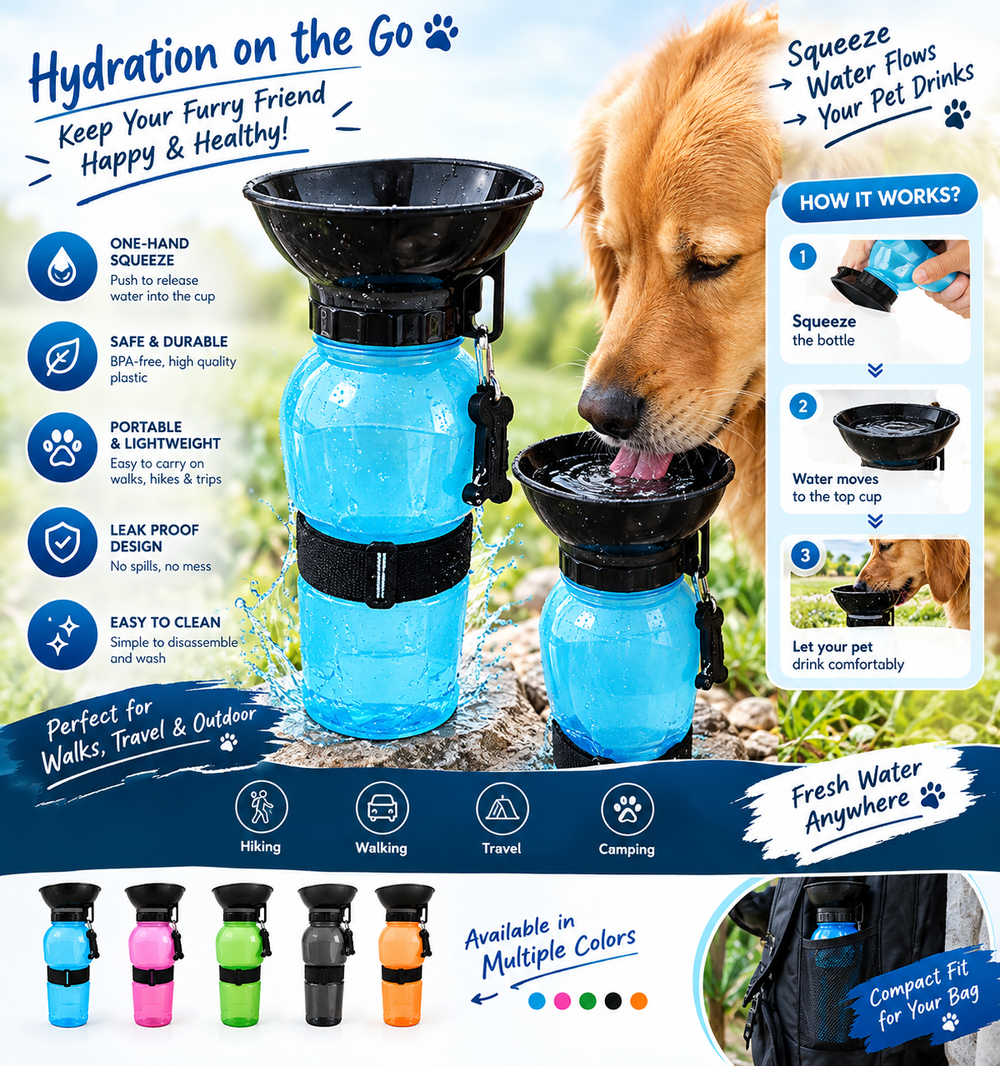 Pet Sipper Portable Water Bottle – Aqua Fresh | Travel Water Dispenser for Dogs & Cats