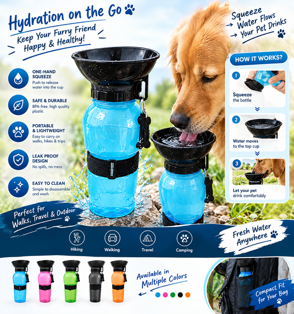 Pet Sipper Portable Water Bottle – Aqua Fresh | Travel Water Dispenser for Dogs & Cats