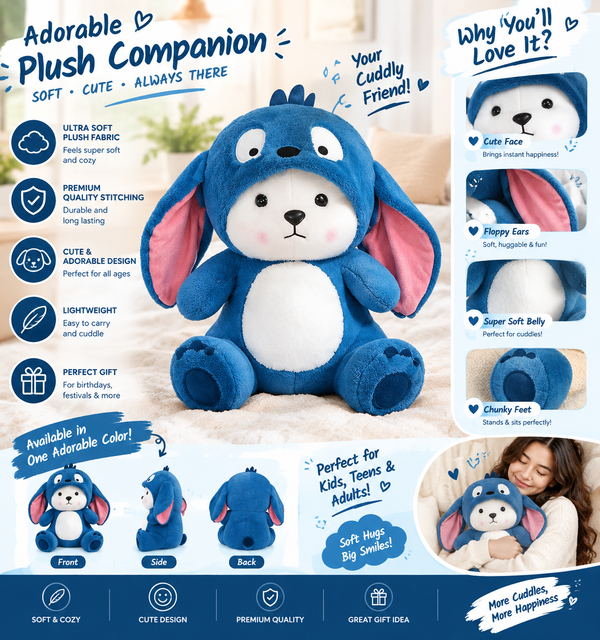 Blue Premium Plush Teddy Bear – Soft & Huggable