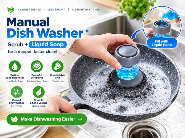 🧼 2-in-1 Liquid Soap Dispensing Brush (Pack of 2) – Kitchen & Dish Cleaning Brush
