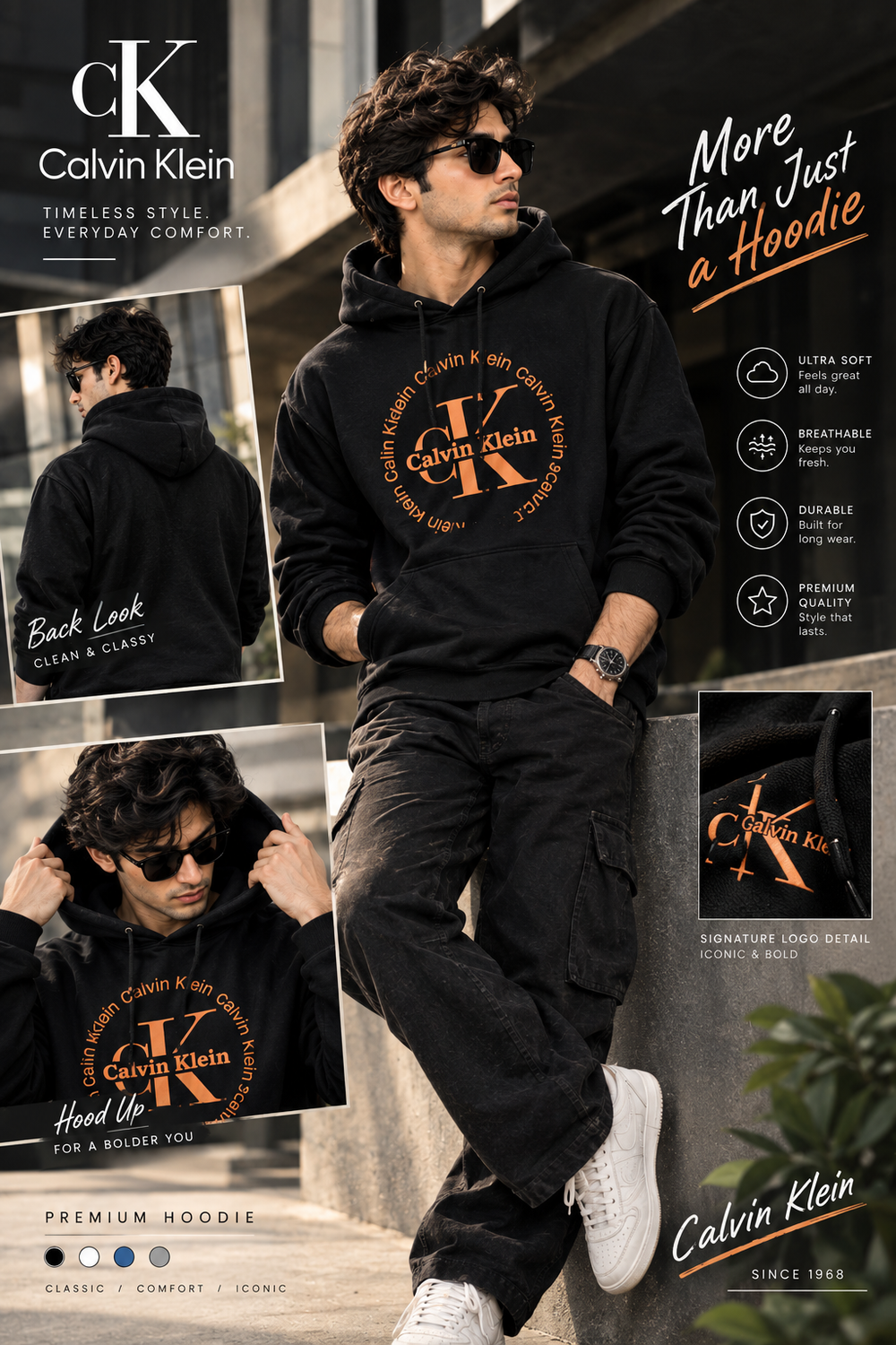 Hoodie for Men & Women – Unisex Printed Hoodie (Navy Blue, S)