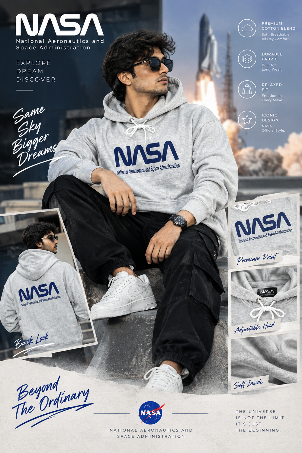 Hoodie for Men & Women – Unisex Printed Hoodie (Grey, S)