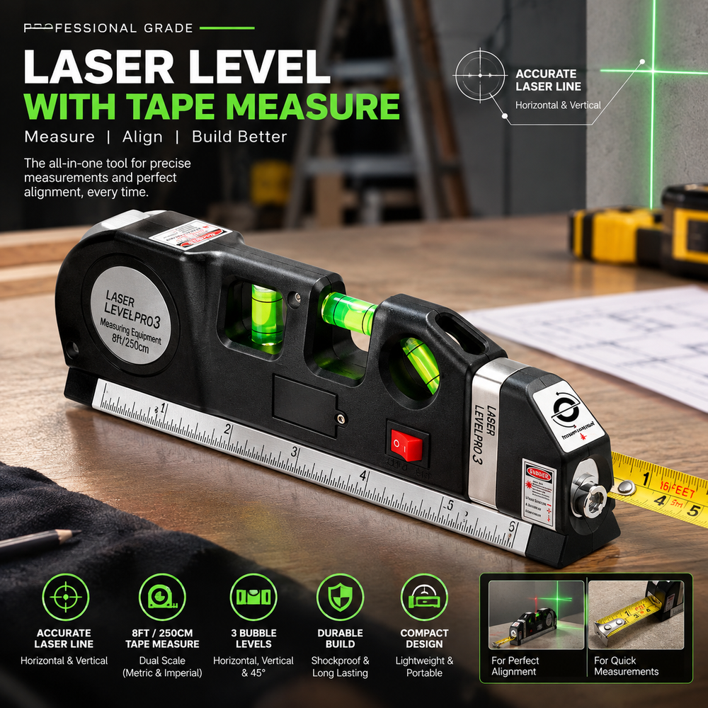 📏 Distance Meter 4-in-1 Level Tape – Multi-Function Measuring Tool