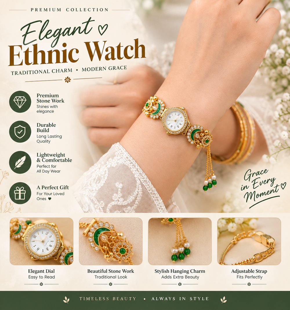 Boho Statement Jewelry Watch - Women Vintage Gold Plated Tassel Bracelet | Ethnic Party Style | Stylish Accessory