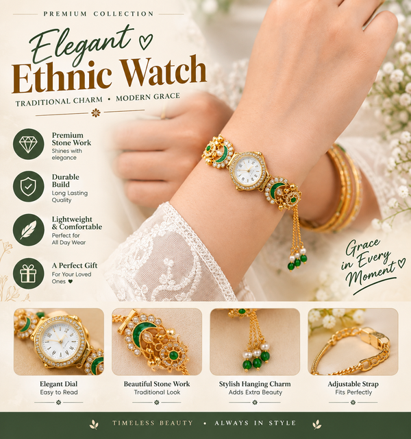 Boho Statement Jewelry Watch - Women Vintage Gold Plated Tassel Bracelet | Ethnic Party Style | Stylish Accessory