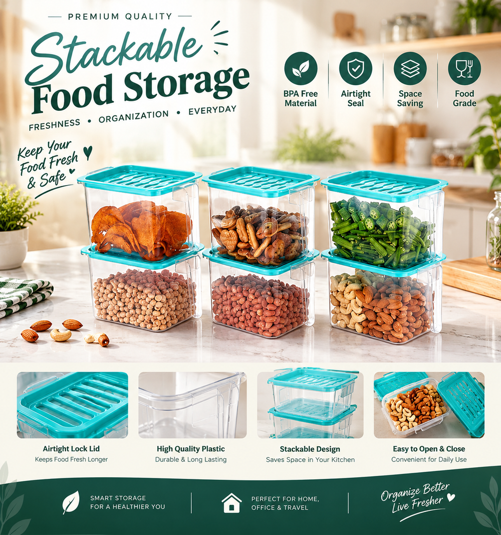 🧊 Fridge Storage Containers – Space-Saving Organizer | Pack of 2