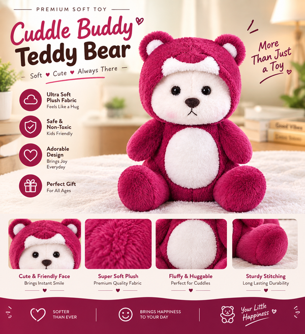 Hoodie Teddy Bear – Cute Soft & Huggable Stuffed Toy