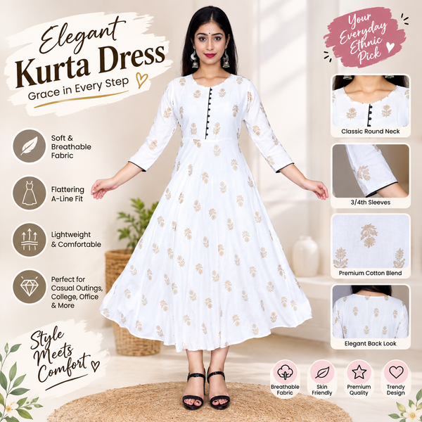 🤍 Aman Rayon Kurti for Women – Elegant White Ethnic Wear