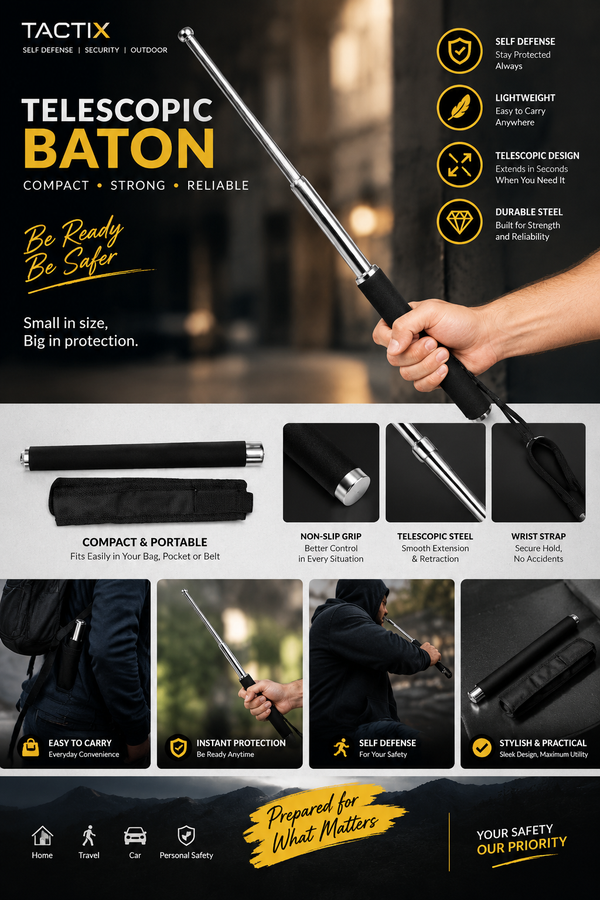Personal Stick Security Professional Multitool Comfortable Grip Foldable Stick for Men and Women with Bag
