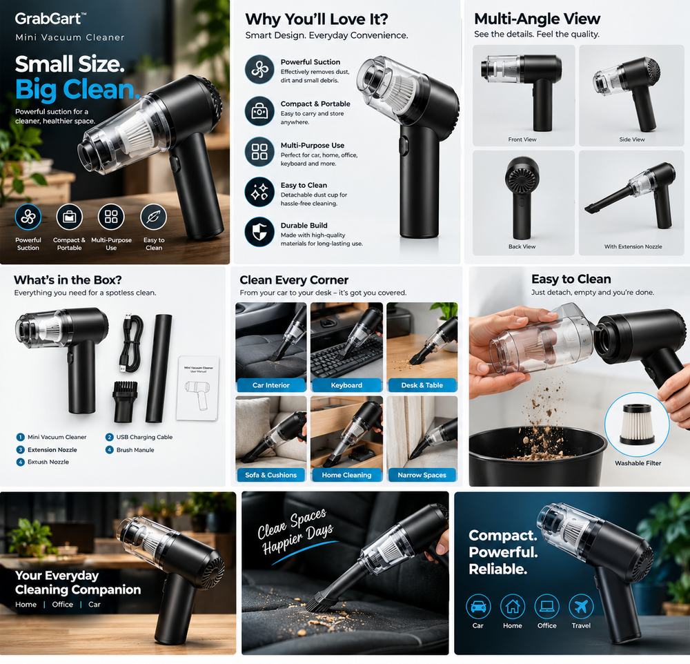 Mini Vacuum Cleaner – Powerful & Portable Cleaning Solution