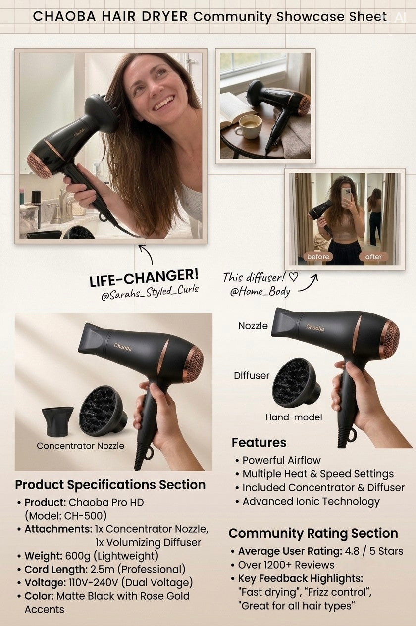 3-in-1 Professional Hair Dryer – Hair Styling & Drying Tool
