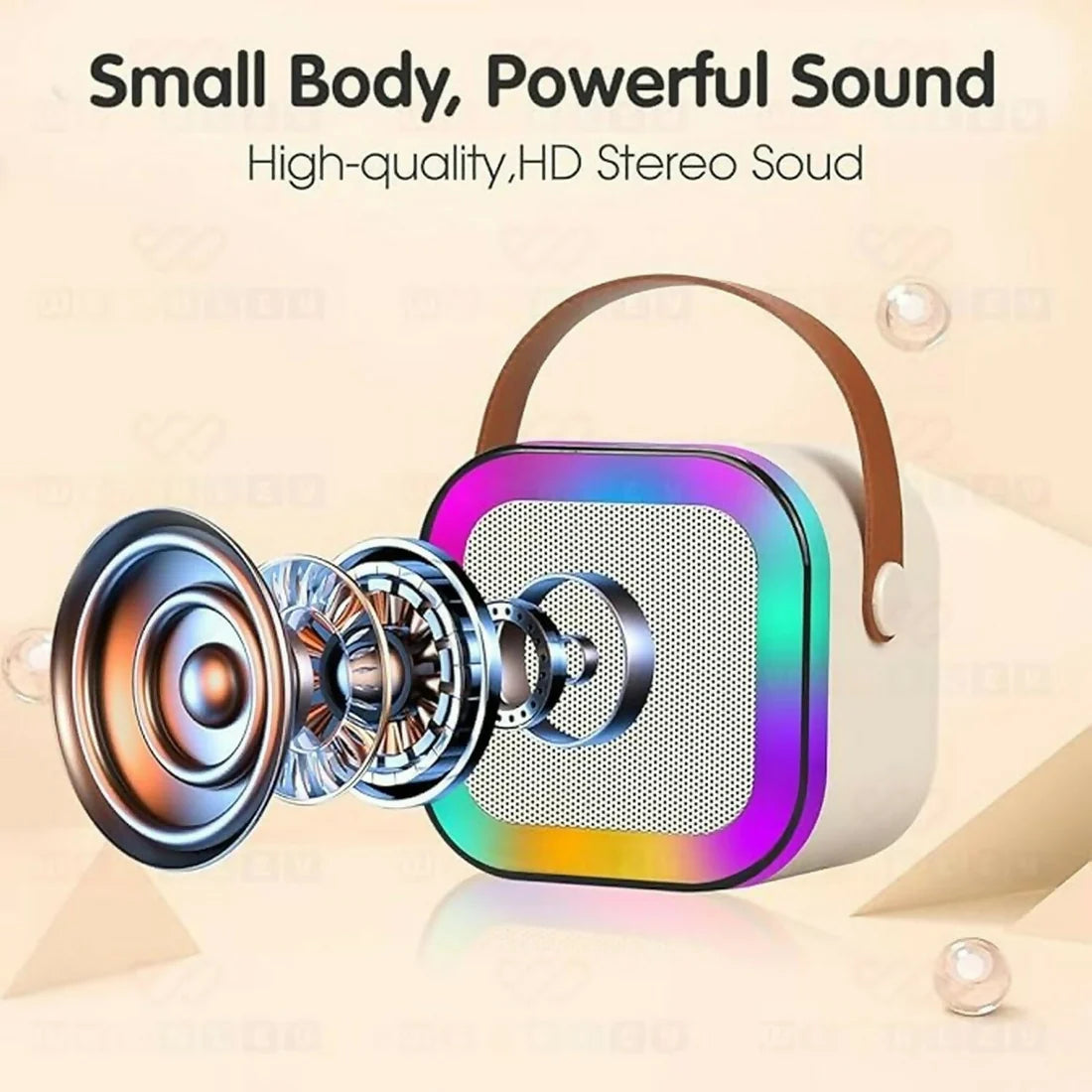 Portable Karaoke Speaker – Wireless Mic & LED Light Effects for Parties
