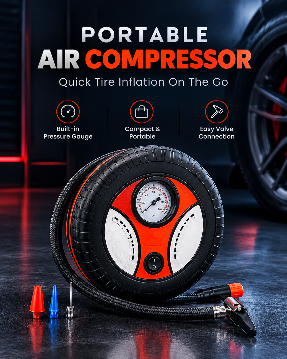 Portable Car Air Compressor – Compact Tyre Inflator