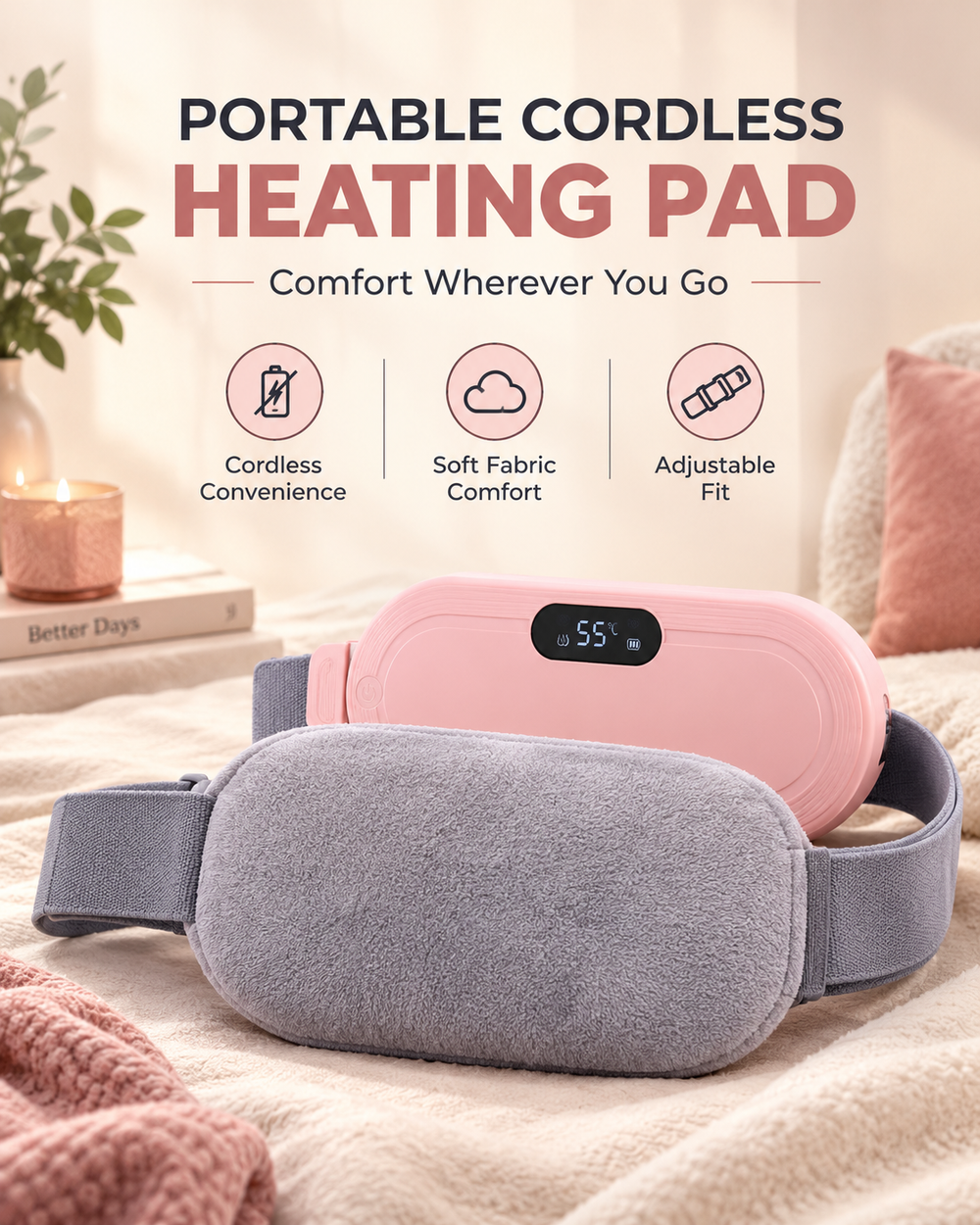 🌸 Period Relief Heating & Massage Belt – Soothing Comfort & Relaxation