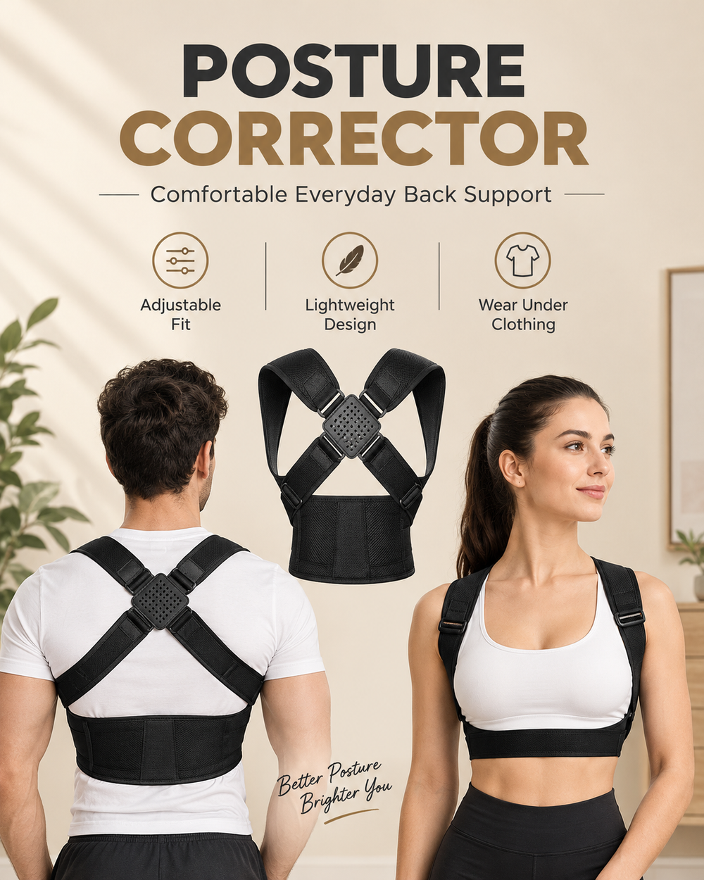 🧍 Posture Corrector Belt for Men & Women – Adjustable Back & Shoulder Support
