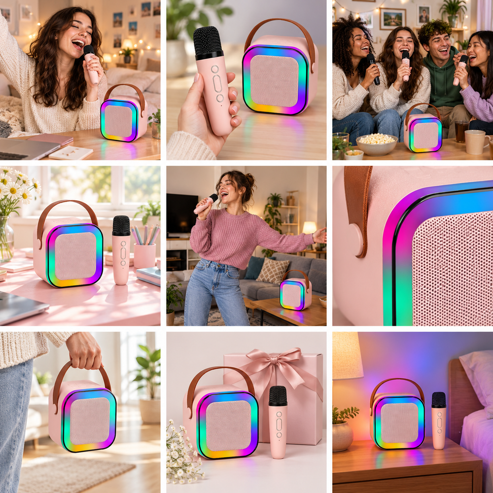 Bluetooth Party Speaker with Wireless Microphone – Portable Music & Karaoke Speaker