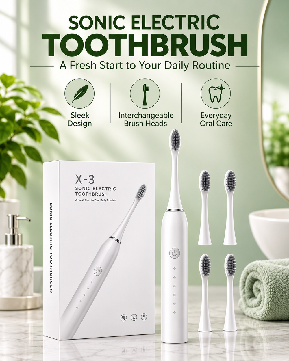 Sonic Electric Toothbrush with 5 Cleaning Modes