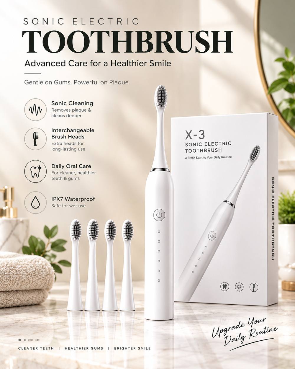 Sonic Electric Toothbrush with 5 Cleaning Modes