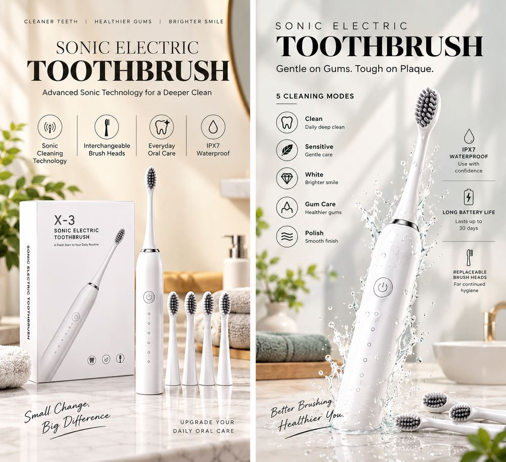 Sonic Electric Toothbrush with 5 Cleaning Modes