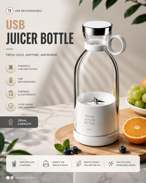 4-Blade Mini Portable Juicer Bottle – Compact Personal Blender
