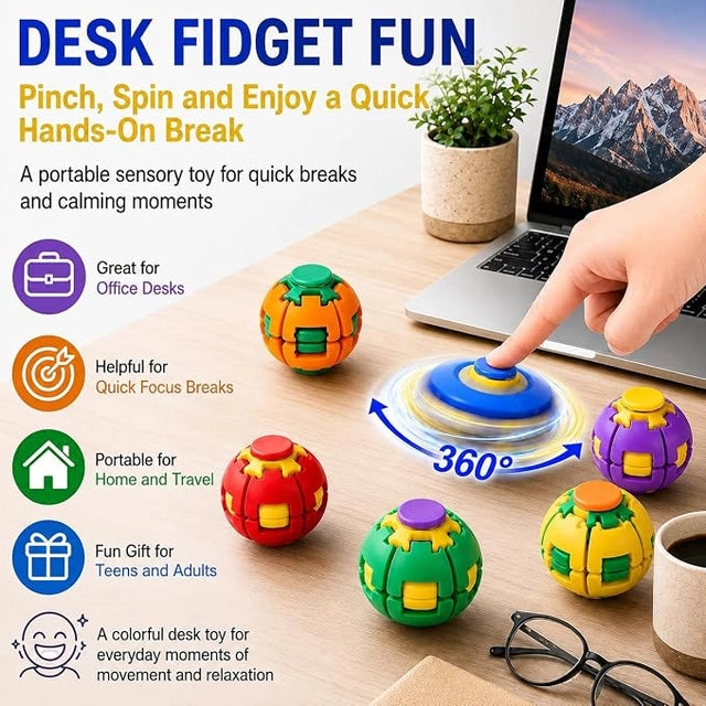 360° Rotating Fidget Ball – Press-to-Spin Sensory Toy | Pocket Size