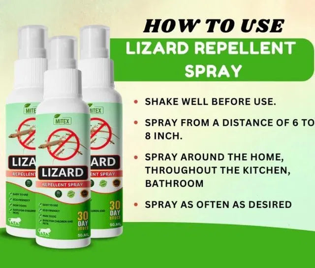 Lizard Repellent Spray – Powerful Home Protection | Pack of 3 × 50ml 🦎