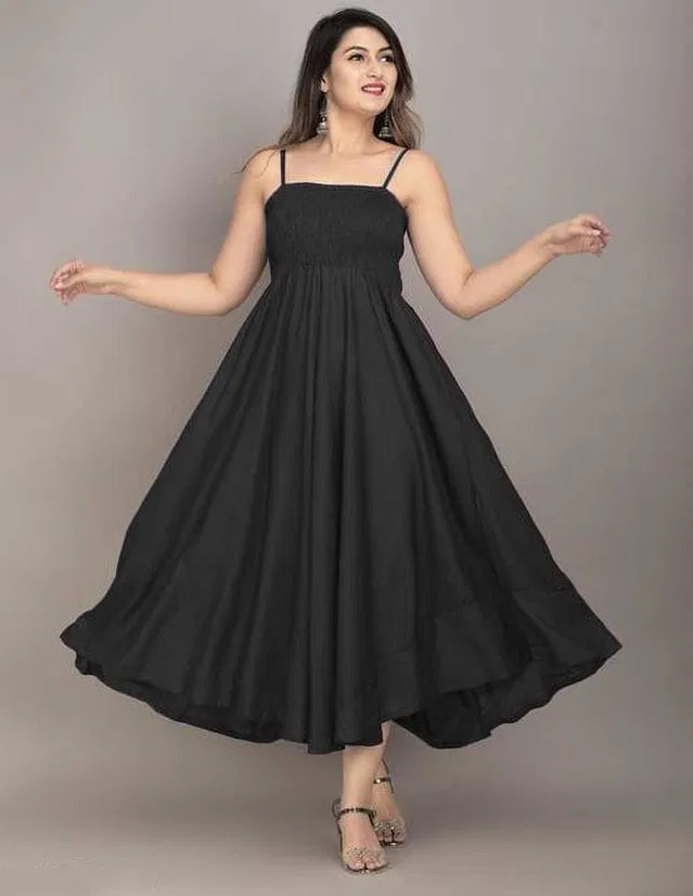 🖤 Women’s Black Maxi Dress – Elegant Full-Length Casual Wear