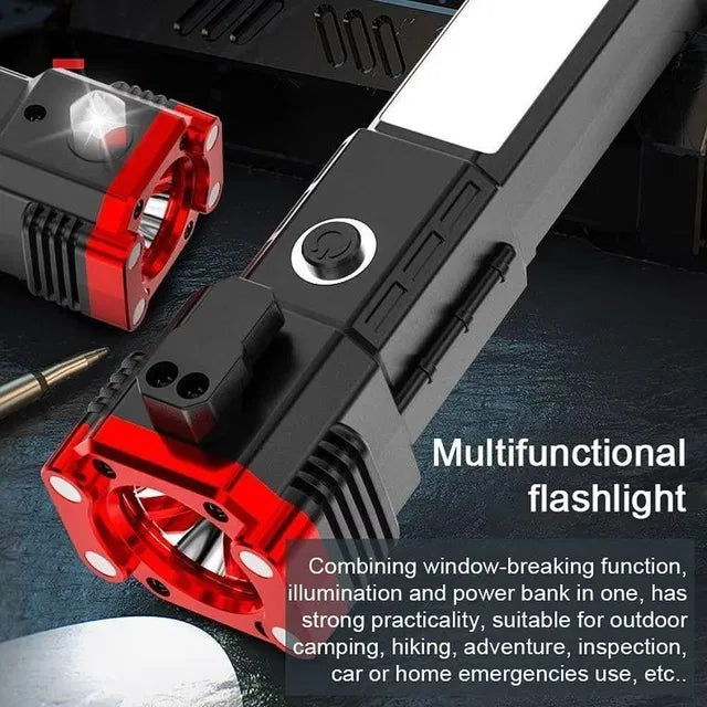 8-in-1 Portable Rechargeable LED Torch – Multi-Function Flashlight