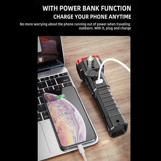 8-in-1 Portable Rechargeable LED Torch – Multi-Function Flashlight