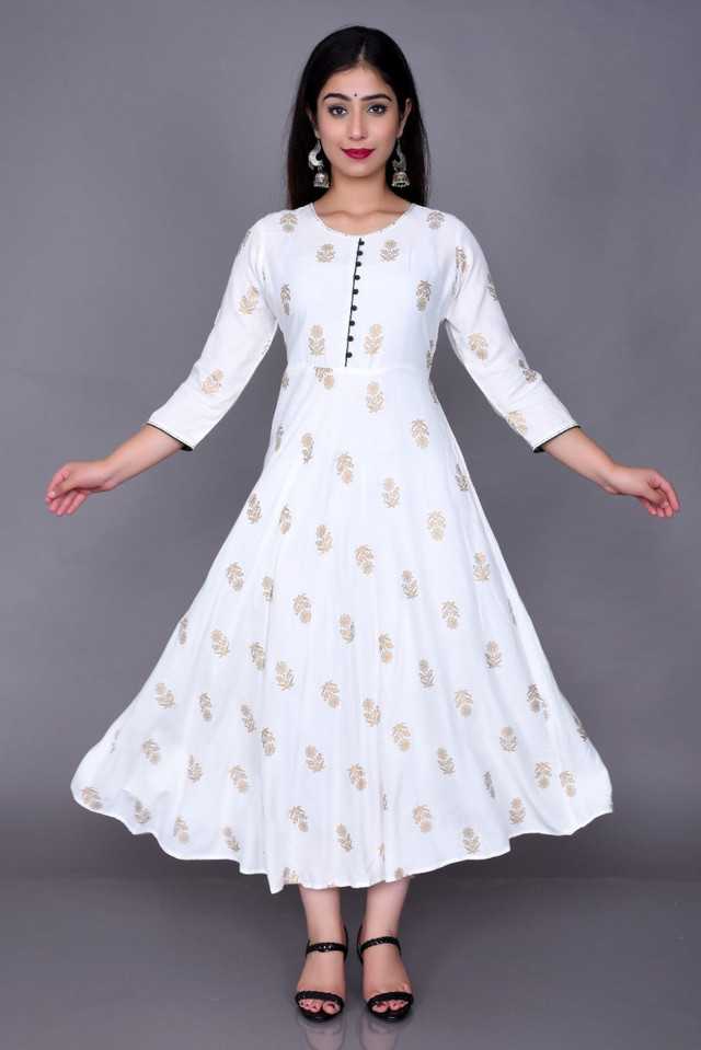 🤍 Aman Rayon Kurti for Women – Elegant White Ethnic Wear