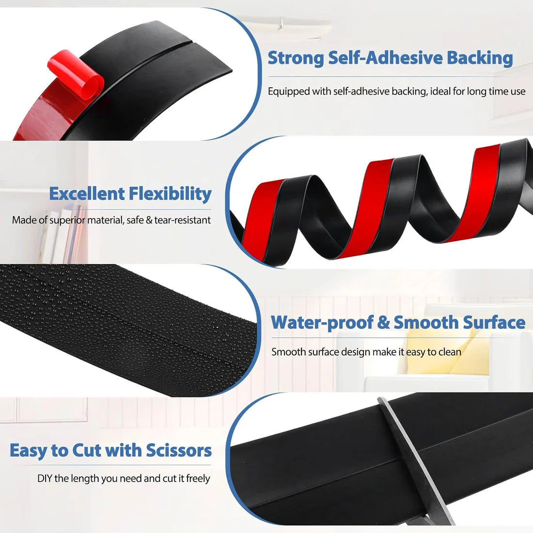 Silicone Door Bottom Seal Strip – 1 Meter Self-Adhesive Noise Reduction, Door Guard