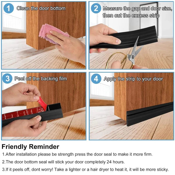 Silicone Door Bottom Seal Strip – 1 Meter Self-Adhesive Noise Reduction, Door Guard