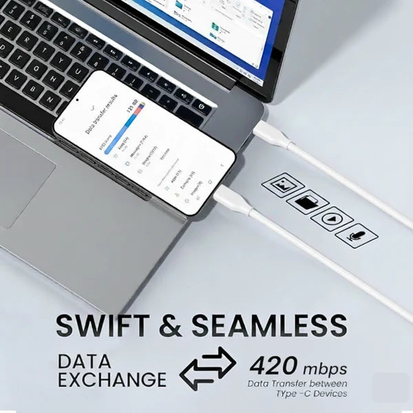 Type C to Type C Cable – 3A Fast Charging & Data Transfer
